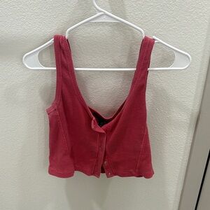 Women's Pink Button-Up Tank Top